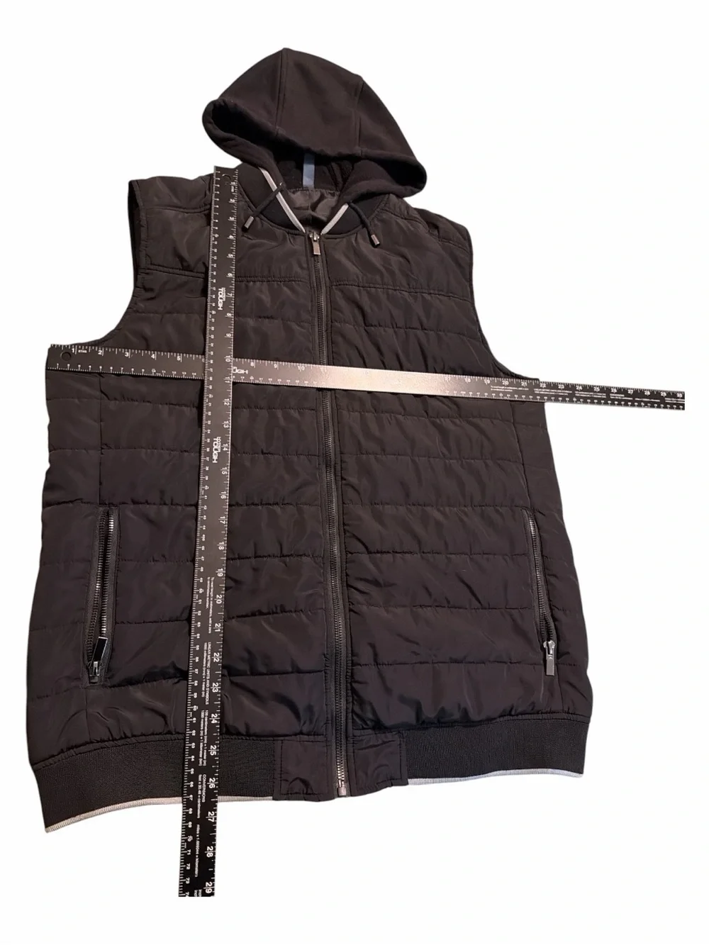 ZARA MAN weather rain resistant hiking Black Puffer Vest zip hoodie outdoors xxl